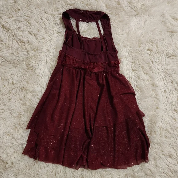 Weissman Girls Maroon Glitter Halter Dress Dance Costume || Large - Picture 8 of 11